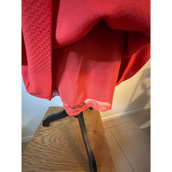 TRINA TURK Isis Coral Red Orange Textured Drop Waist Flounce Dress - Picture 8 of 11